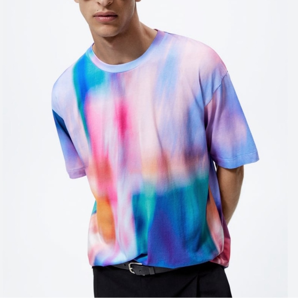 Zara Men’s Short Sleeve Tee in Multicolor Pastel Blend